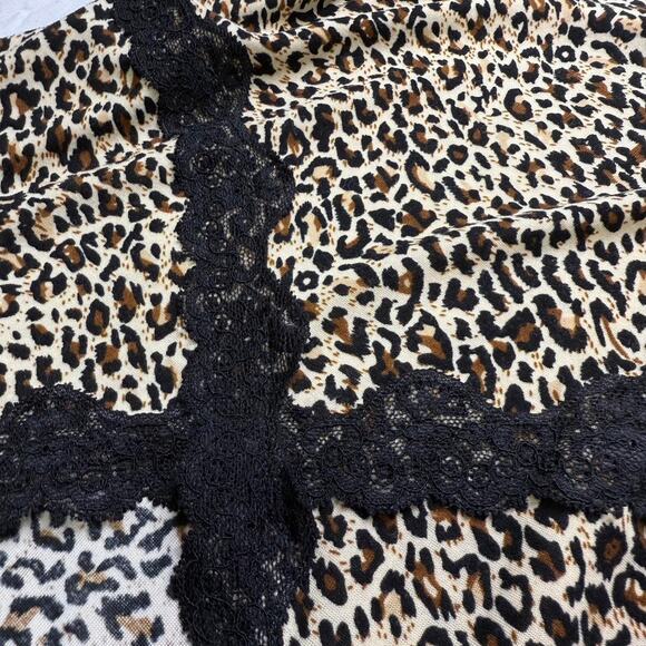 Black and brown leopard print long sleeve top with lace detailing - Picture 5 of 7